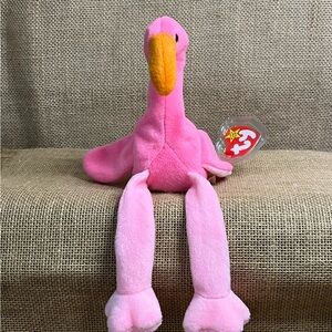 Ty Beanie Baby Pinky the Flamingo New w/Tag Protector